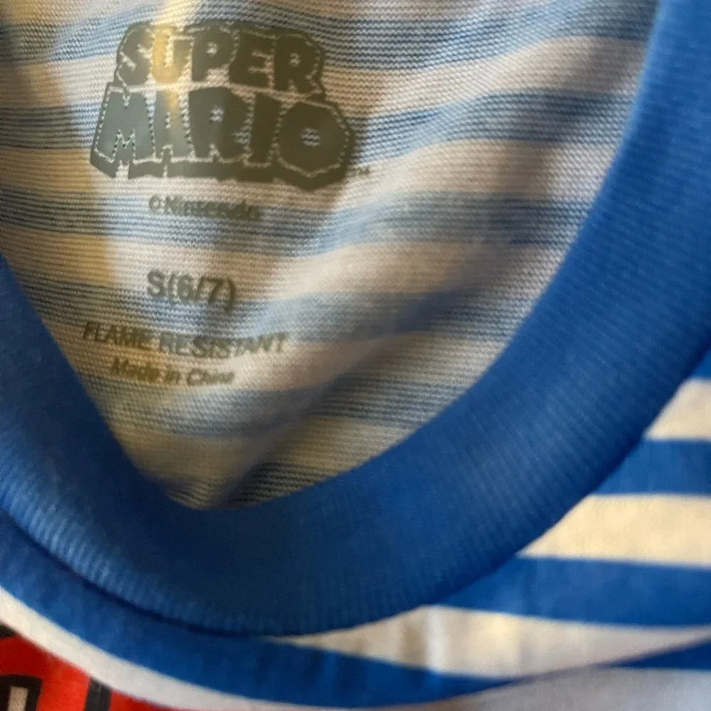 Nintendo Super Mario Boys Pajama Set NWT Blue Striped Short Sleeve & Shorts